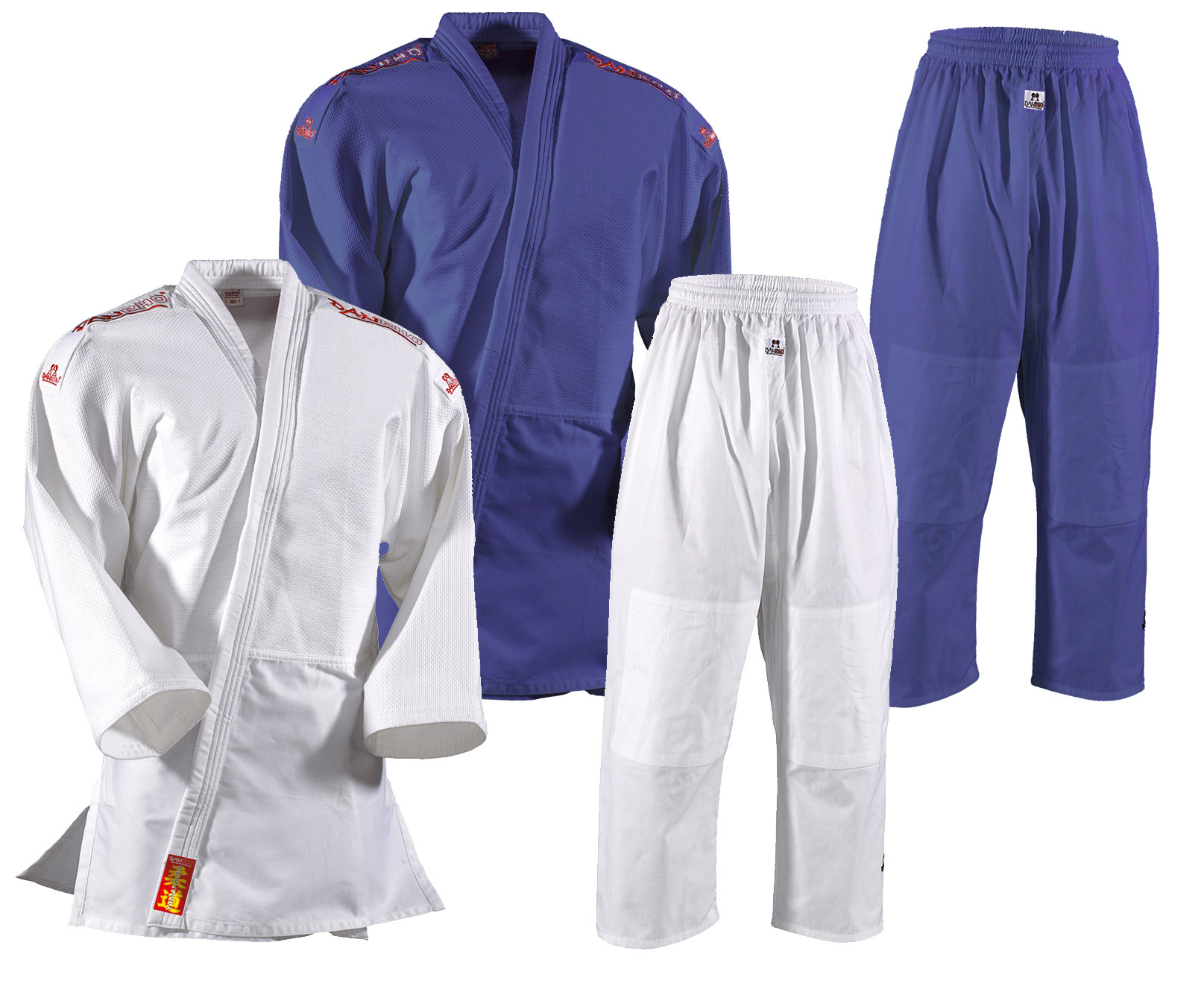 DANRHO Uniforme Judo Yamanashi con logo spalle bianca o blu