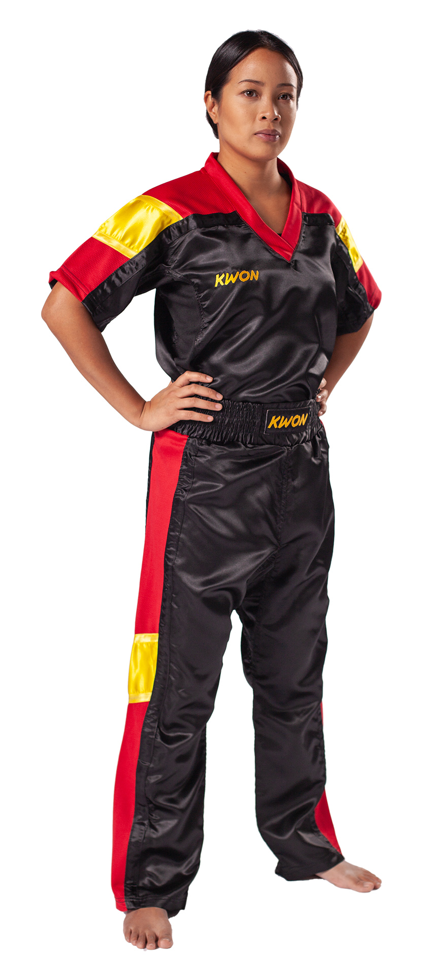 Uniforme Kickboxing Nation nero/rosso/oro
